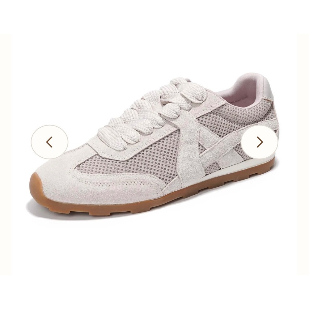 Project Cloud Women's Lt. Beige Mesh Suede Lace Up Sneakers Comfort Memory Foam - Picture 4 of 5